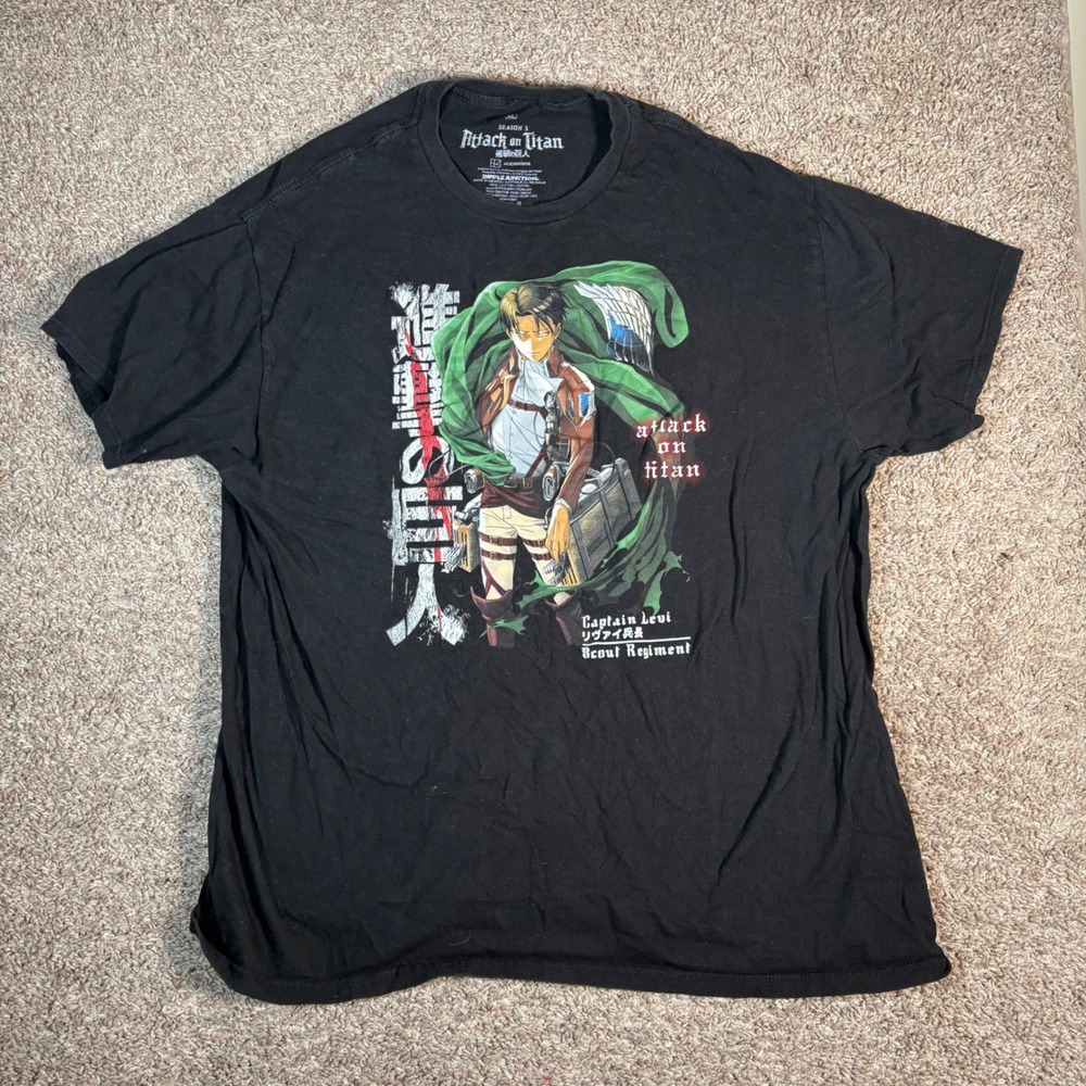 Attack on Titan Captain Levi Anime‎ Graphic Tee Season 3 Black T-Shirt XL